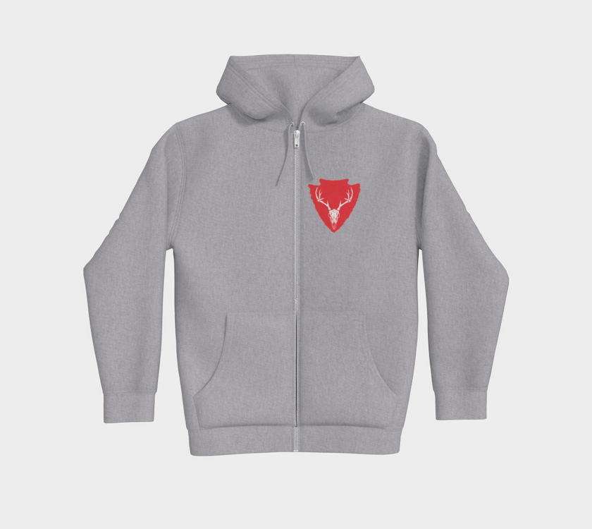 Hoodie zip logo rouge gris